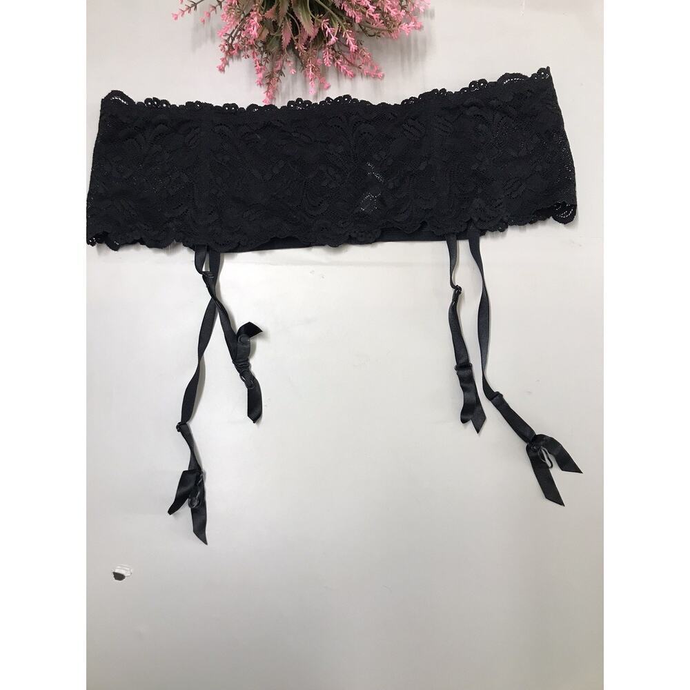 Women's Cacique Sensual Sexy Black Lace Garter Belt Sz 22-24 Boning Romantic